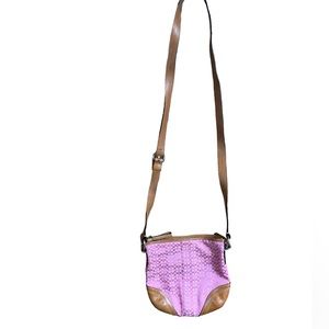 Vintage Pink Coach mini crossbody with matching card holder